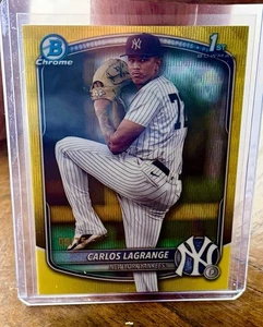 2025 Bowman Chrome Carlos Lagrange Gold Refractor /75 Yankees 🔥 Prospect - Picture 1 of 2