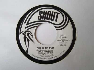 60s SOUL Erma Franklin PIECE OF MY HEART Shout #221 PROMO NM - Image 1 of 2