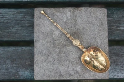 Antique 1902 Sterling Silver Gilt Spoon 18g Edward VII Coronation Levi & Salaman - Image 1 of 4