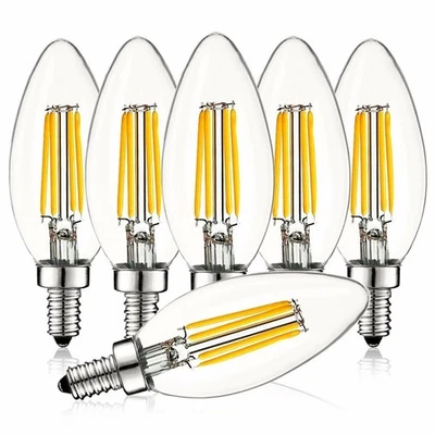 Luxrite 4W Candelabra LED Bulb Dimmable 3000K 430lm Torpedo Tip UL (6-Pack) - Image 1 of 4