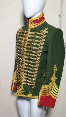 Nueva chaqueta militar de húsar napoliano hecha a mano túnica británica trenzada dorada MS Foto 1 de 4