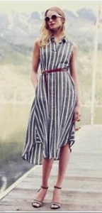 Preowned Anthropologie Holding Horses Knoxville Striped Dress Size 16 - Picture 1 of 20