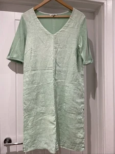 SANDWICH Dress Linen Mint Green S/Sleeve Size 40 UK 14 V Neck Jersey Sleeve - Picture 1 of 20