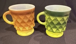 Menge 2 Vintage Anchor Hocking Diamond Kimberly Ofenfeste Tassen - Bild 1 von 8