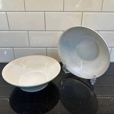 Pier 1 Imports 7-1/2” White Speckled Stoneware Cereal / Soup Bowls Set Of 2 VTG - Image 1 of 4