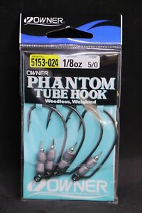 Owner Phantom Tube Hook Size 5/0 - Weight 1/8 oz - Pack of 4 Bass Jig Hooks