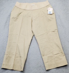 Duo Maternity Pants Women Size XL Tan Belly Fit Elastic Waist Pockets Stretch - Picture 1 of 10