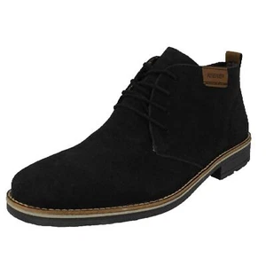 Hommes Rieker '33206 Bleu Cuir Daim Décontracté Bottes à Lacets - Picture 1 of 14