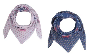 IVKO Tuch Shawl with print Floral Blumen marine-blau weiß Blumen Schal 81556 - Bild 1 von 4