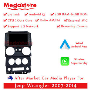 9" Octa Core Android 13 Car non dvd carPlay auto GPS For Jeep Wrangler 2007-14