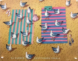 R.J. Barber - Unattended Towels - 1989 - Offset Poster - Picture 1 of 8