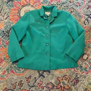 PENDLETON VINTAGE Festive Green Silk Blazer L - Picture 1 of 10
