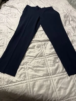 Pantalones de vestir Van Heusen flexibles elásticos delanteros planos 16 Husky Bank azul nuevos Foto 1 de 4
