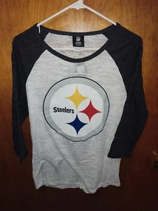Pittsburgh Steelers Women's Medium White And Black Semi See Through Long Sleeve - Picture 1 of 5