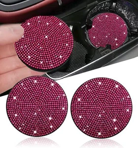 2 Pcs Bling Car Cup Holder Coaster Anti Slip Crystal Car Coasters Insert - Picture 1 of 8