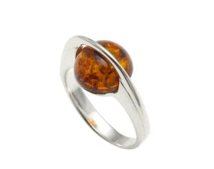 NATURAL BALTIC AMBER STERLING SILVER 925 Jewellery Gemstone RING Certified & Box - Picture 1 of 11