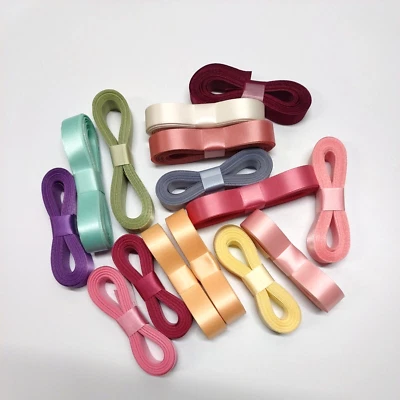 Lot of 15 - 10 Yards X 5/8" Each Sealed Edge Solid Colors Satin Crafting Ribbon - Image 1 of 4