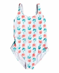 $50 Roxy Swimwear Girl's White Kind Of Fun Open Back One-Piece Swimsuit Size 7 - Picture 1 of 1
