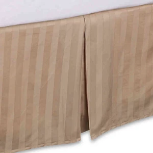Wamsutta® 500-Thread-Count PimaCott® Damask Cal King Bed Skirt in Stripe Taupe - Picture 1 of 3