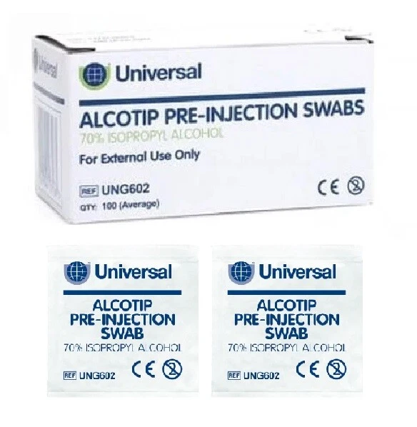 Universal Alcotip - Pre Injection Swabs -70% Isopropyll IPA Alcohol Wipes Tattoo - Image 1 of 1