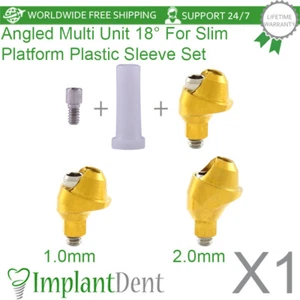 Set Of Angled Multi Unit Prosthetic 18° For Slim Platform 3.0mm+Plastic Sleeve - Picture 1 of 6
