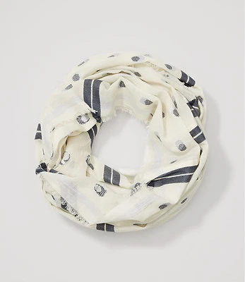 Bufanda infinita Ann Taylor LOFT algodón punto rayas talla única blanco susurro nueva con etiquetas Foto 1 de 2