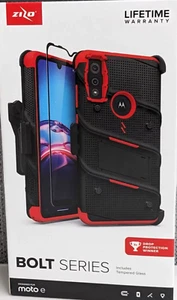 ZIZO Bolt Case W/Stand Motorola Moto E 2020/E7 - Black - Red - Picture 1 of 2