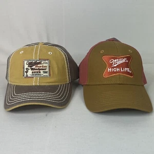 Miller High Life Snapback & Adjustable Hats Caps Lot of 2 BRAND NEW - Picture 1 of 5
