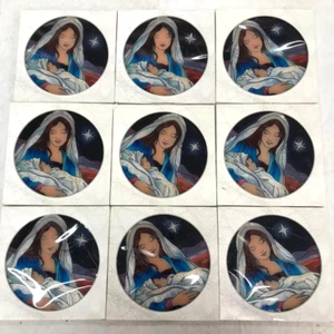 9 Stück Kunst Glas Sonnenfänger Fensterhänger Heilige Nacht Jesus & Maria Weihnachten - Bild 1 von 3