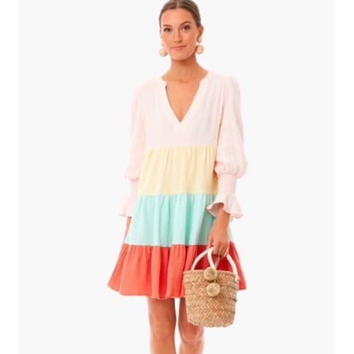 Pomander Place Kenzo mini abito a strati in garza manica lunga colore sorbetto L ottime condizioni