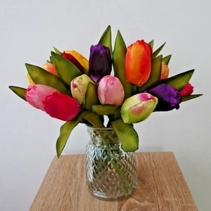 Artificial Tulips Mix Colour Flower Bunch - Vase Optional - Picture 1 of 1