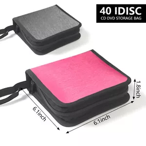 40 CD DVD Case Portable Holder Large Storage Disc Wallet Bag For Car Travel - Picture 1 of 8