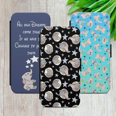 DUMBO ELEPHANT FLIP FOR IPHONE SAMSUNG GOOGLE CUTE GIFT WALLET CASE PHONE COVER - Image 1 of 4