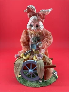 Easter Decorations ~ Bunny Working In Garden ~ Wheelbarrow ~ Vintage C - Picture 1 of 7