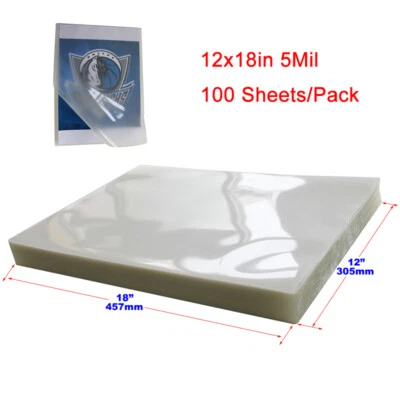 PREASION 12x18in Large Size PVC Photo Thermal Laminating Pouch Film 5Mil 100 Sheets/Pack
