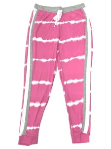 Womens Pink & White Stripe Joggers Sleep & Lounge Pants Pajama Bottoms - Picture 1 of 1