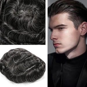 Men Toupee Hair System Ultra Thin Skin Hair Piece European Human HairReplacement - Picture 1 of 17