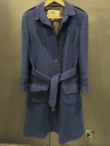 BURBERRY Giacca Cappotto Donna Blu Navy UK12 US 10 Medium