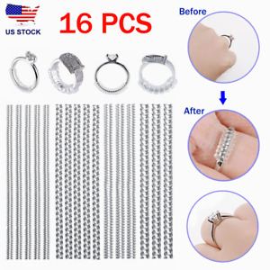 16Pcs Ring Size Adjuster Invisible Clear Ring Sizer Jewelry Fit Reducer Guard US