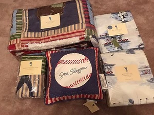 New 7pc Pottery Barn Kids Athletics MVP SPORTS Twin Quilt Set Complete Boy - Picture 1 of 3