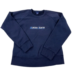 Vintage Guess Jeans Sweatshirt Boys Medium Blue Crewneck 90s Y2K Youth Kids - Picture 1 of 10