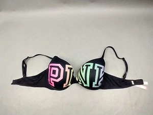 Sujetador Push-Up ROSA Victoria's Secret Wear Everywhere Negro Colorido Logo 36D  - Imagen 1 de 8