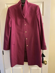 NWT Katherine Kelly Berry 100% Wool Women’s Coat 14 $499 - Picture 1 of 9