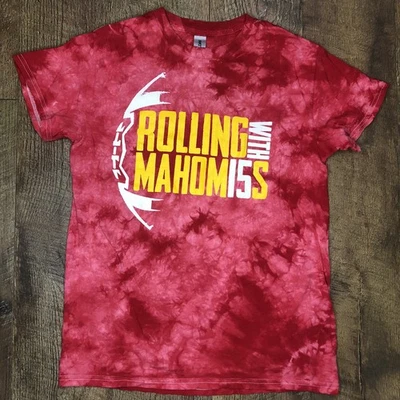 Kansas City Chiefs “Rolling with Mahom15s” T-Shirt Red Tie-dye Small - Image 1 of 4