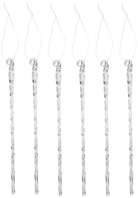 Kurt Adler 6 peças enfeites de vidro torção gelo, 7,5 polegadas, Natal - Imagem 1 de 4