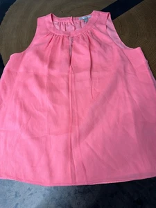 J CREW CORAL SHEER KEYHOLE TANK BLOUSE WOMENS 6 LAGENLOOK CLASSIC  - Picture 1 of 7