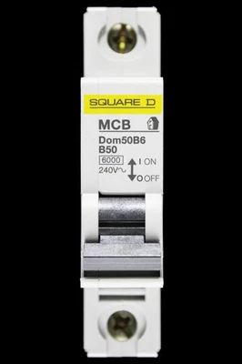 SQUARE D 50 AMP CURVE B 6kA MCB CIRCUIT BREAKER DOM50B6 DOMEA