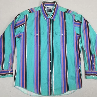 Vintage Wrangler Aztec Western Shirt Mens 17.5x35 Cowboy Cut X Long Tails 90s - Image 1 of 4