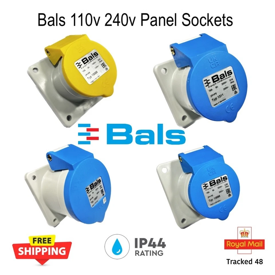 110v 240v 16A 32A Panel Socket BALS Generator Power Mains Electrical Outlet IP44 - Image 1 of 1