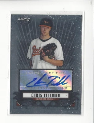 Bowman Sterling Prospects Chris Tillman 2008 autógrafo Orioles Foto 1 de 2